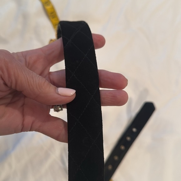Fabrice Karel Vintage Black Suede Belt with Gold Buckle